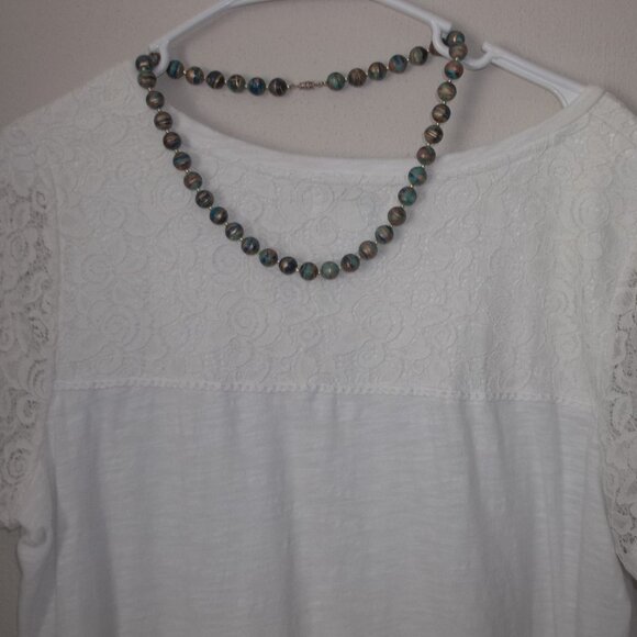 Vintage Necklace Beaded Blue Gold Fashion Accessory Jewelry Woman Unique C647 - Picture 4 of 7